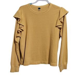 Mustard long sleeve ruffle sweatshirt